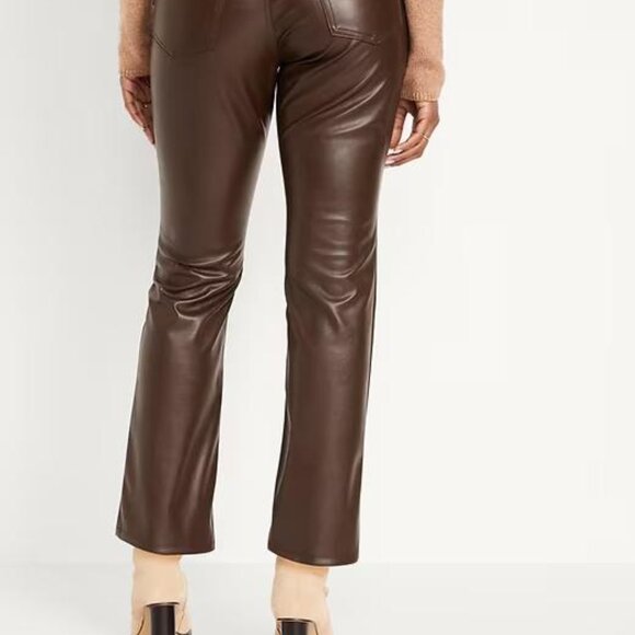 NWT Old Navy High-Waisted Faux-Leather Boot-Cut Ankle Pants - Picture 3 of 4